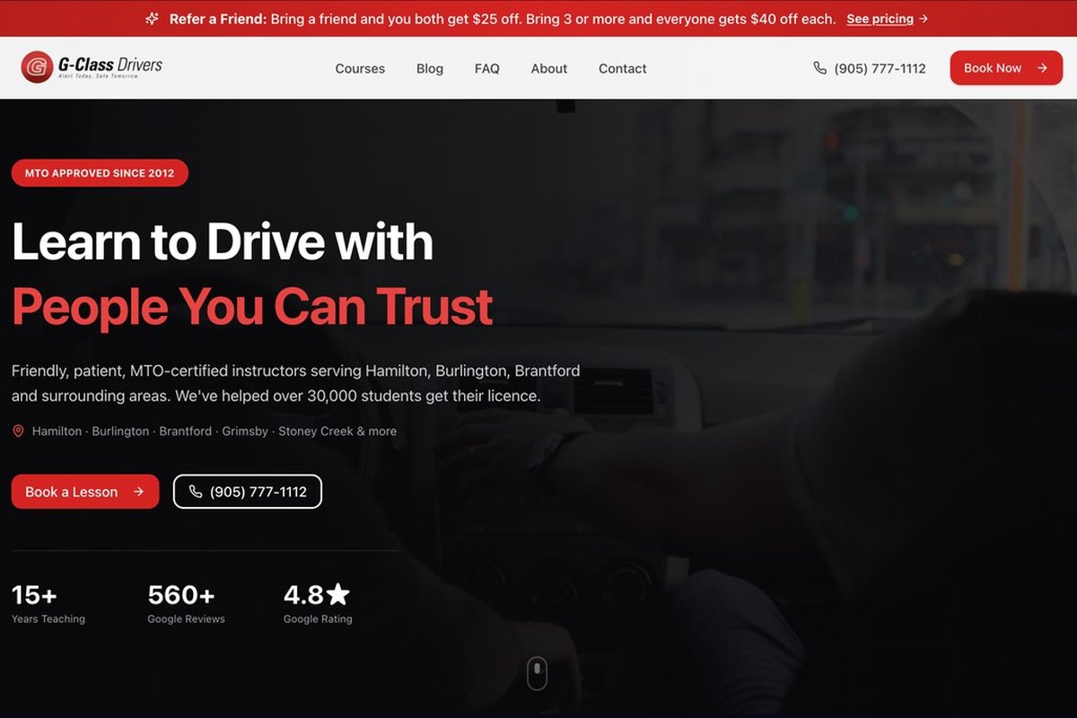 G-Class Drivers redesigned booking site